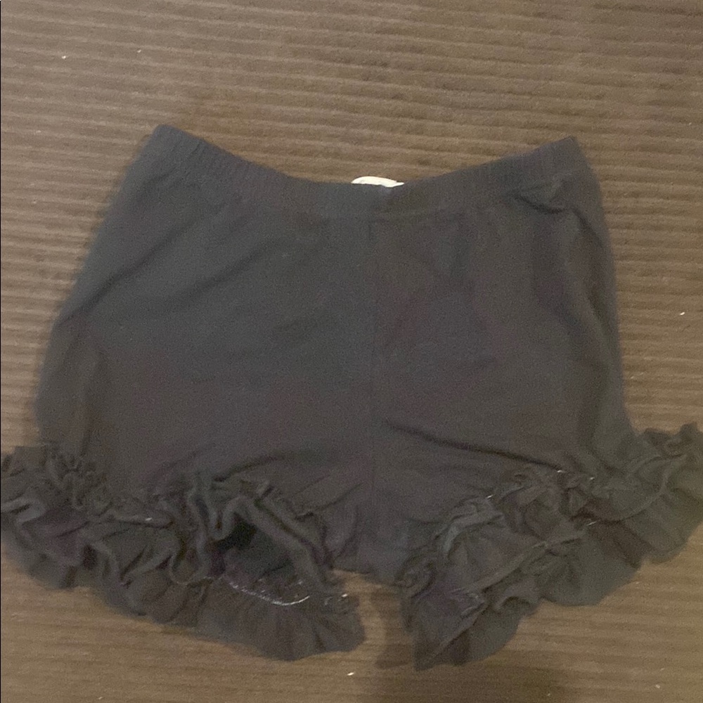 Black Ruffle Hem Girls Shorts